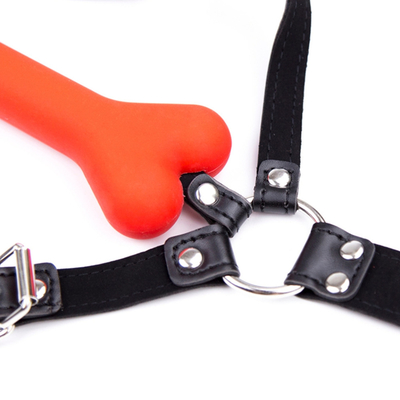 SM Dog Bone Mouth Gag Plug Silikon BDSM Kulit Pasangan Menggoda Mainan Pengendalian Dewasa Untuk Pasangan