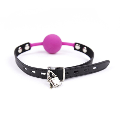 Kunci Mainan Permainan Dewasa Fetish Silikon Mulut Gag Bola Pu Kulit Perbudakan Kekuatan Pink Merah Hitam Warna