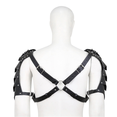 Desain terbaru keren BDSM Perbudakan Fetish Pria tali bahu kulit palsu Gay Hitam Pakaian dada