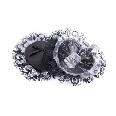 Kulit renda Patch Hitam PU seksi Puting Tutup Payudara Pasties Kesehatan Seksual Bowknot SM Puting Tutup