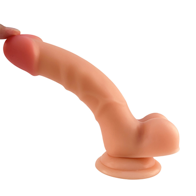 Perangkat lunak berkualitas tinggi di luar keras di dalam penis silikon buatan dewasa seks besar dildo