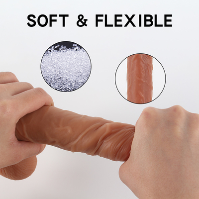 10 Mode 9.6 "Menyodorkan Vibrator, Remote Control Realistis Bergetar Dildo