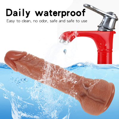 10 Mode 9.6 "Menyodorkan Vibrator, Remote Control Realistis Bergetar Dildo