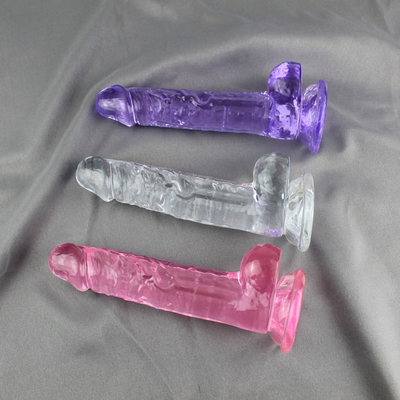 Transparan Kristal Realistis Dildo Sex Toy Phallus Tongkat Untuk Wanita