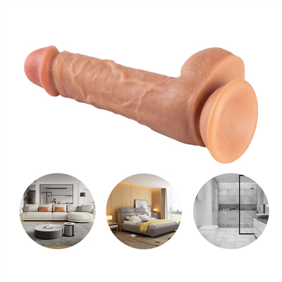 Medical PVC Realistis Soft Dildo dengan Cup Suction Besar Besar Penis untuk Wanita Cyber Kulit Cup Suction Penis