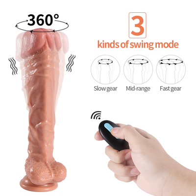 10 "PVC Bergetar Berputar Realistis Dildo Wanita Klitoris G Spot Vibrator Massager