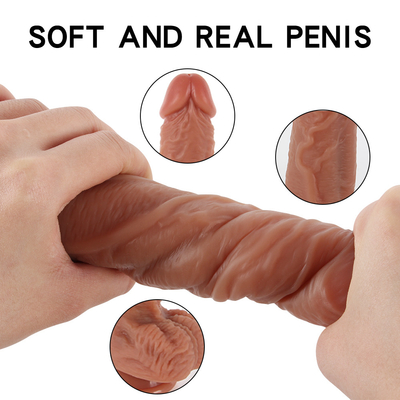 Bergetar Mendorong Realistis Dildo dengan cangkir hisap Wanita Masturbasi Pemanasan Penis Remote Control Dick Besar Dildo