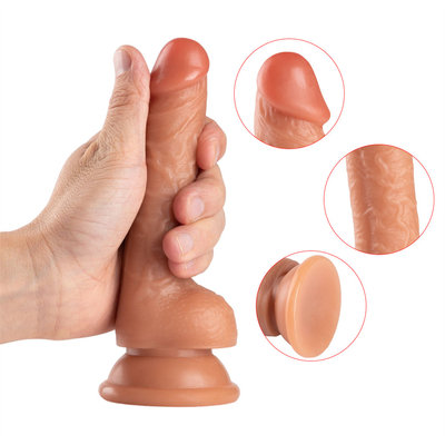 Bahan Dildo Sex Toy Liifelike dengan cangkir hisap yang kuat Terbuat dari PVC yang sehat dan aman untuk Wanita 8 Inch Latex Custom OEM C