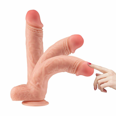 8.5 Inci Besar Dildo Bahan Silikon Cairan Ganda Realistis Dildo Masturbasi Dildo Mainan Seks Untuk Wanita