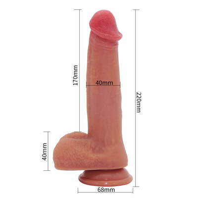 Teleskopic Rechargeable Rotating Thrusting Dildo Vibrator Wanita Mainan Seks Silikon Realistis Big Dark Brown Dildo