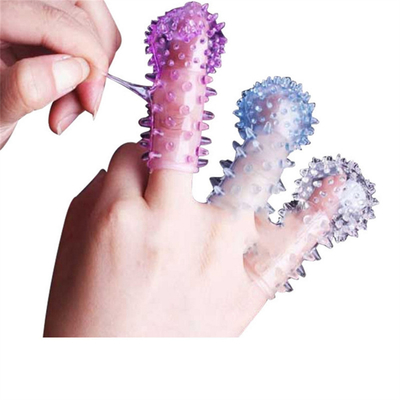 Grosir Silicone Blue Finger Sleeve Ring Mainan Seks