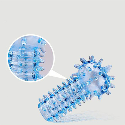 Grosir Silicone Blue Finger Sleeve Ring Mainan Seks