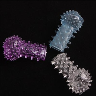 Grosir Silicone Blue Finger Sleeve Ring Mainan Seks