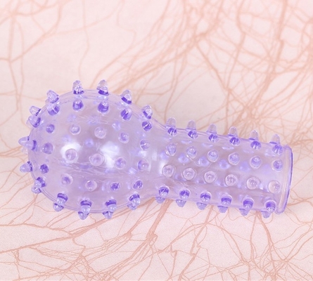 Grosir Silicone Blue Finger Sleeve Ring Mainan Seks