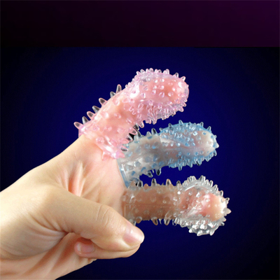 Grosir Silicone Blue Finger Sleeve Ring Mainan Seks