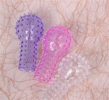 Grosir Silicone Blue Finger Sleeve Ring Mainan Seks
