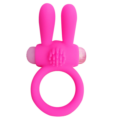 Rabbit Cock Ring Vibrator Penis Ring dengan manik-manik untuk Stimulasi Ekstra