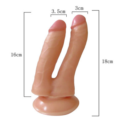 Dildo Realistis Berujung Ganda Untuk Pasangan Gay Wanita Penetrasi Dual-Sided Headed Dong Perangkat Dengan Penis Simulasi Sucke